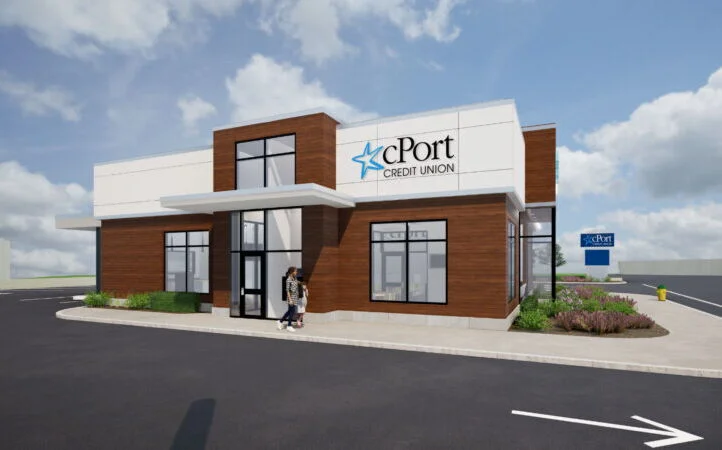 Computer rendering of the new cPort Credit Union branch in Lewiston